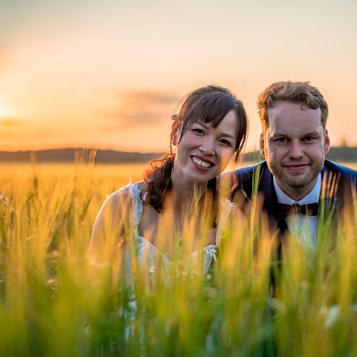 Wedding photo session in the fields close to Västerås