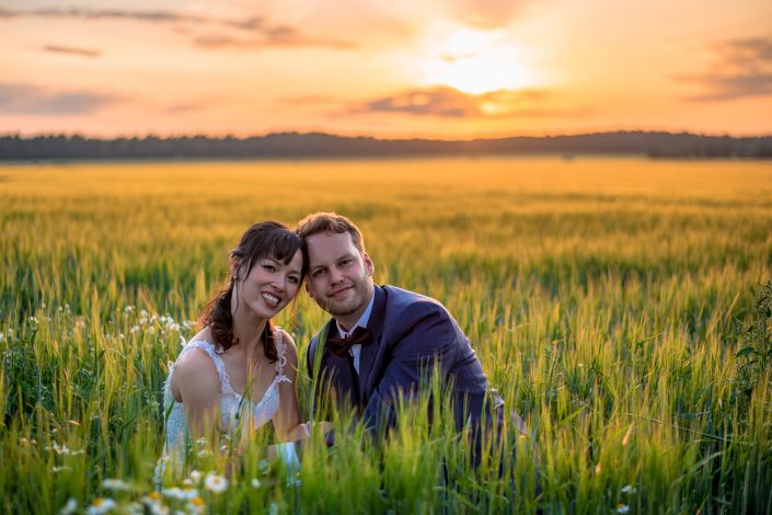 Sunset wedding photo